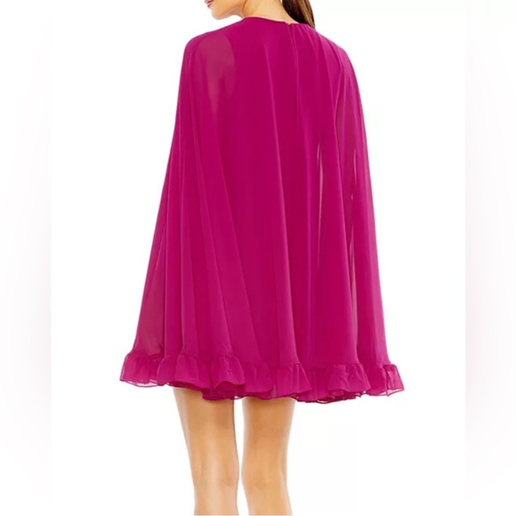 Mac Duggal Fuchsia Pink Ruffle Cape Dress l 55407 - Picture 3 of 7